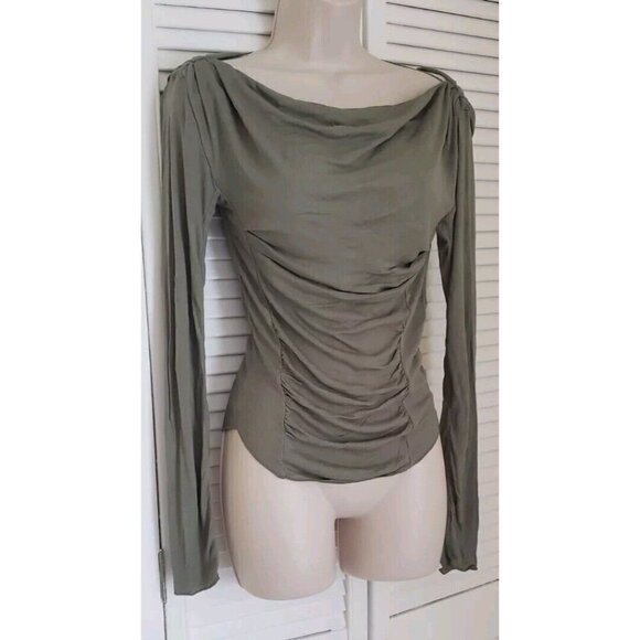 NEW FREE PEOPLE INTIMATELY NIGHT WE MET LONG SLEEVE ARMY GREEN TOP SZ XS - Picture 5 of 8